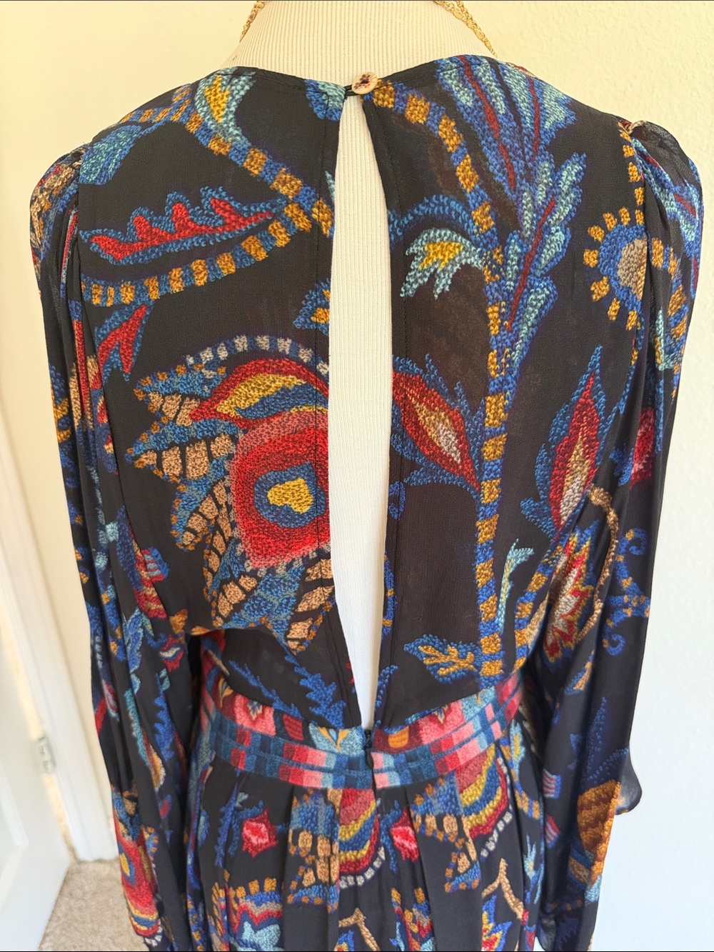 FARM Rio Black Sunset Tapestry Asymmetric Kaftan Maxi Dress - Picture 7 of 12